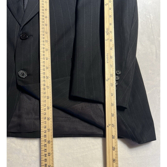 Vintage Burberry 44R Black Gray Pinstripe Blazer Sport Coat Jacket - Picture 13 of 14